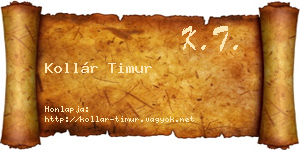 Kollár Timur névjegykártya
